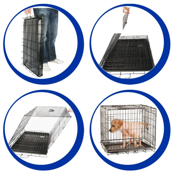 Cușcă pliabilă pentru câini din sârmă de oțel, 122 x 76 x 84 cm – Pawise Wire Dog Crate XXL