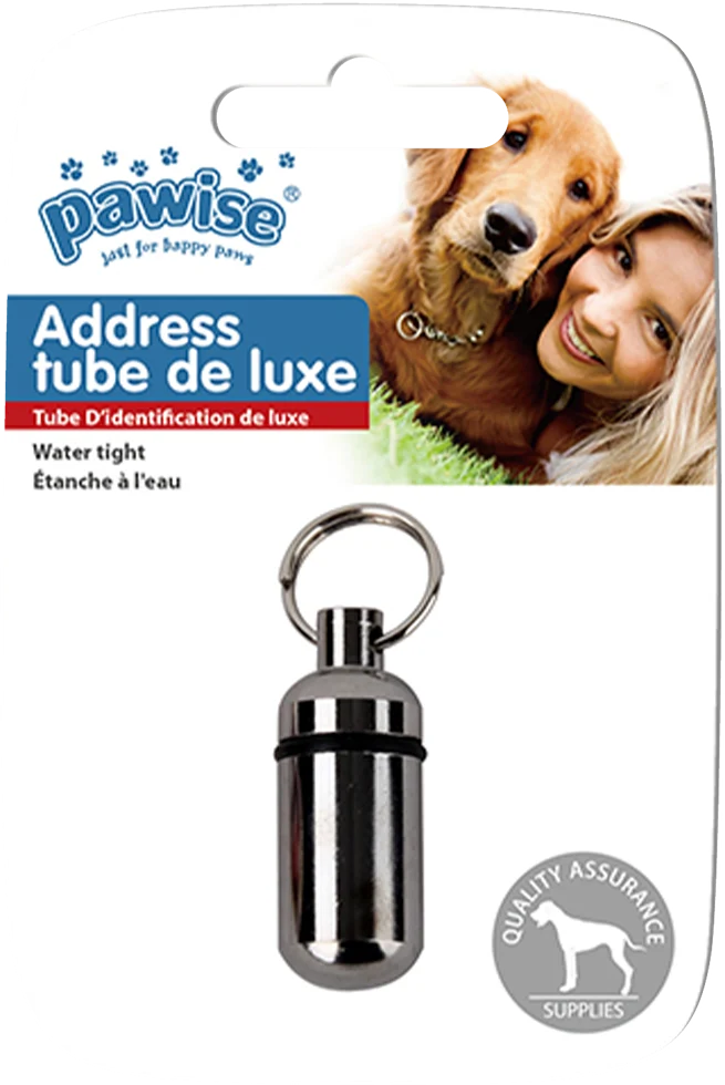 Tub pentru adresă pentru zgardă, impermeabil, 36 mm – Pawise Adress Tube De Luxe - imagine 1