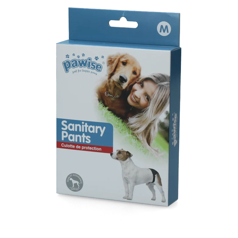 Chiloțel pentru cățele în călduri, pentru câini, cu 1 absorbant, circumferință abdominală 32 până la 39 cm – Pawise Sanitary Pants M - imagine 1