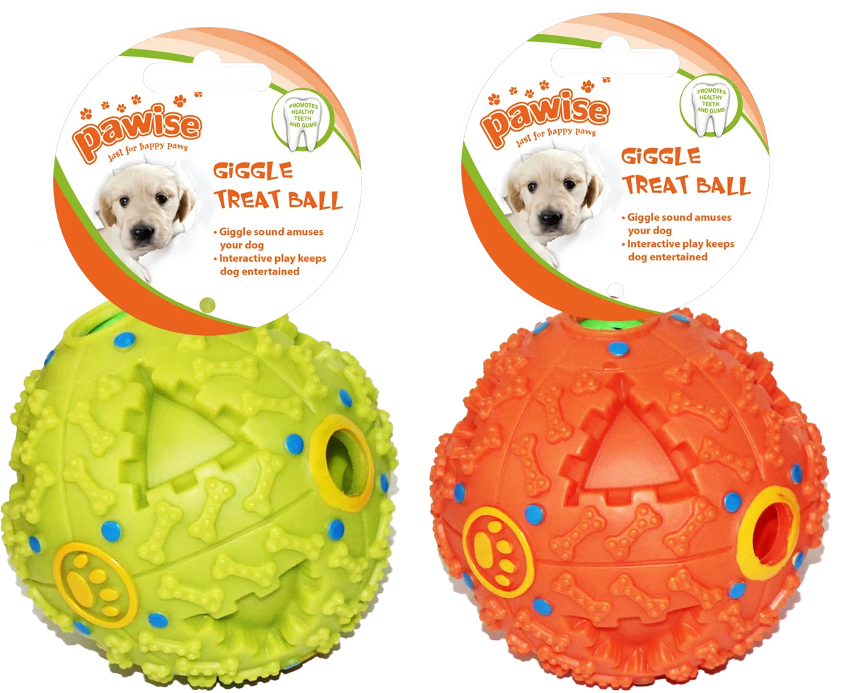 Minge pentru hrană cu sunet de chicotit și orificiu pentru recompense, M – Pawise Giggle Treat Ball - imagine 1