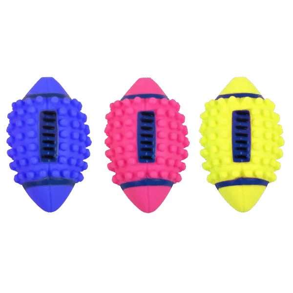 Minge pentru câini în formă de minge de fotbal american, din vinil, cu chițăitoare, 12,5 cm – Pawise Vinyl spiky football