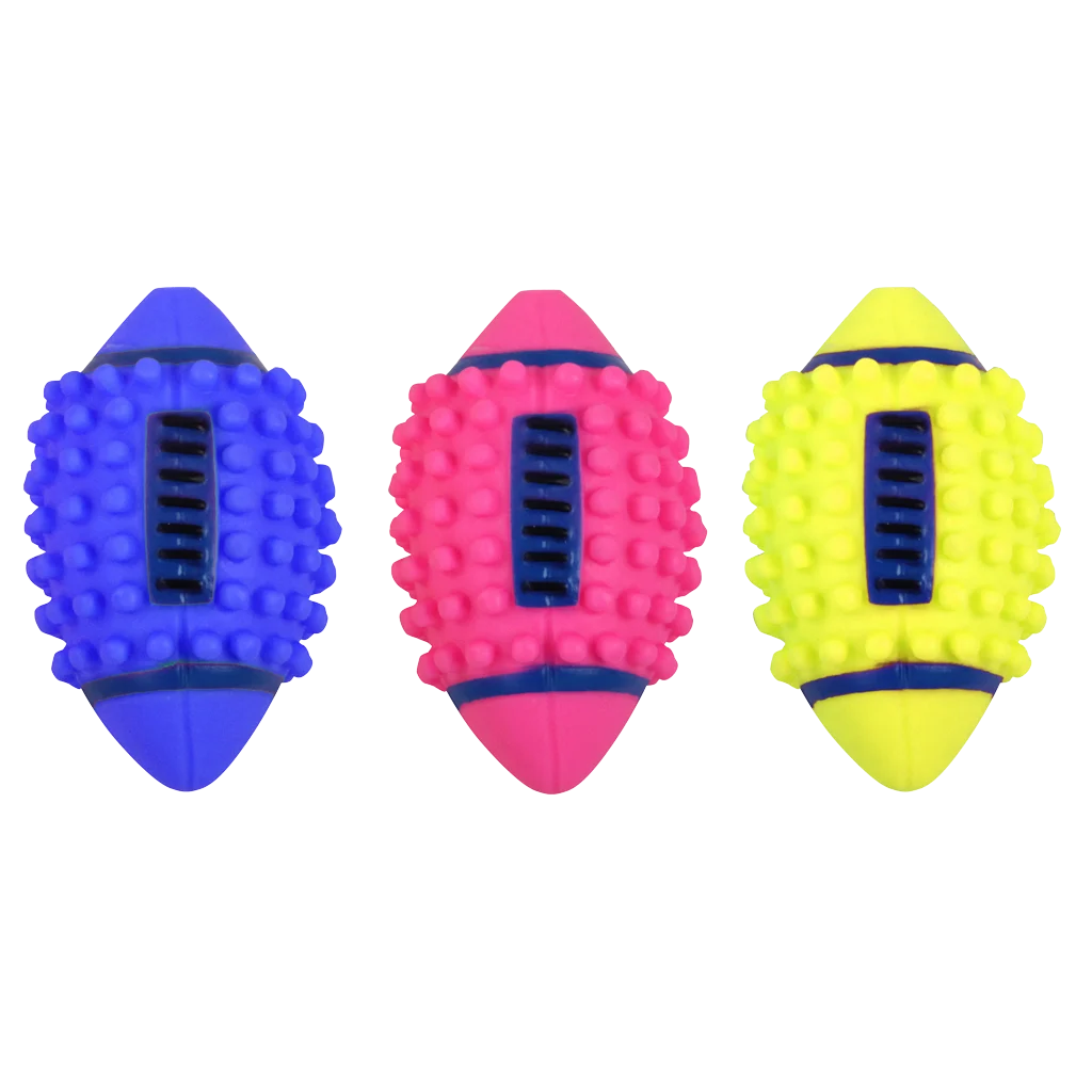 Minge pentru câini în formă de minge de fotbal american, din vinil, cu chițăitoare, 12,5 cm – Pawise Vinyl spiky football - imagine 1