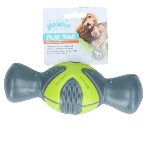 Jucărie care chițăie pentru câini, în formă de os cu striații, 19 cm – Pawise Play Time Squeaky Bone