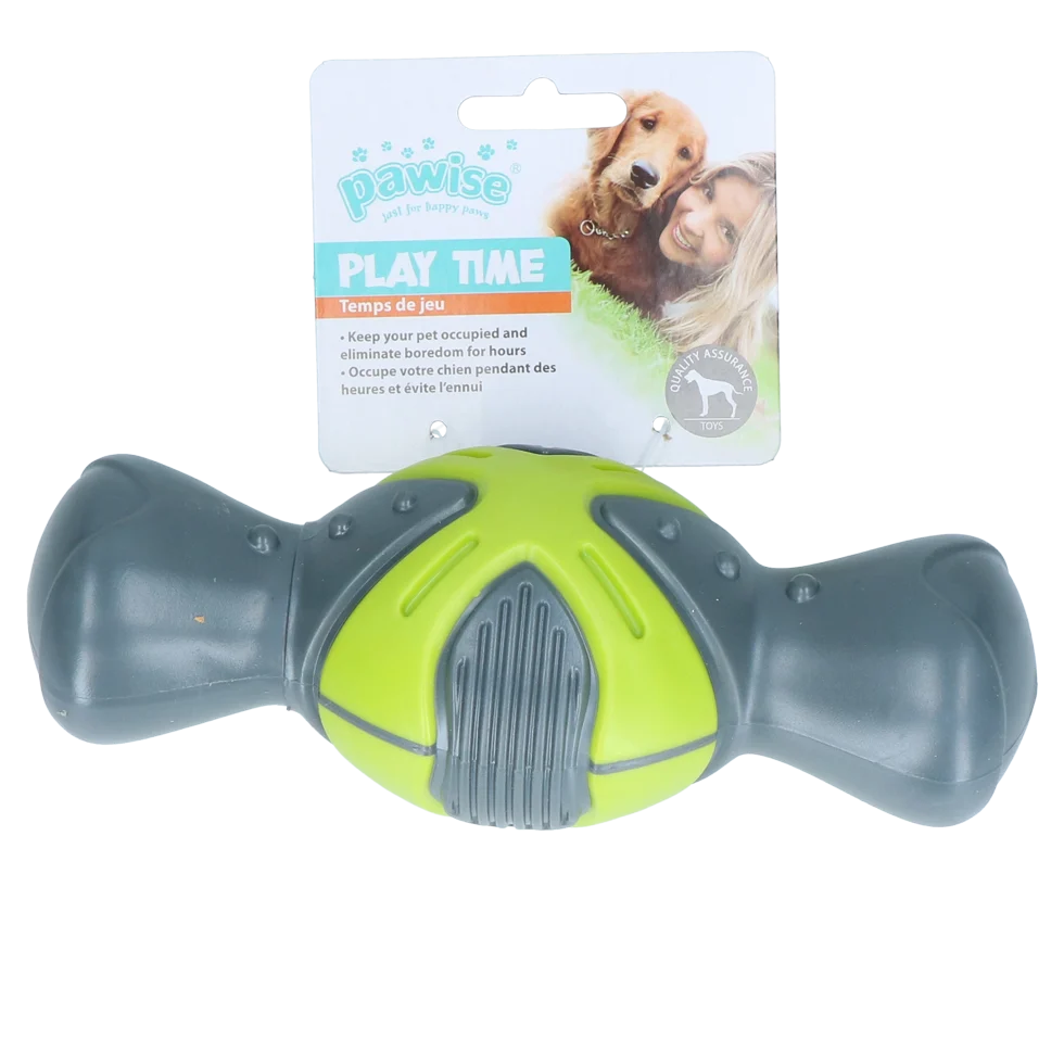 Jucărie care chițăie pentru câini, în formă de os cu striații, 19 cm – Pawise Play Time Squeaky Bone - imagine 1