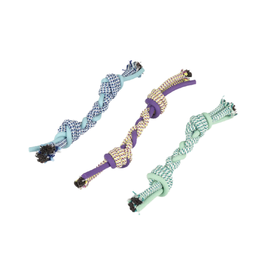 Jucărie de tras pentru câini, în formă de os, din frânghie și plastic, assorti – Pawise Play-N-Tug Bone - imagine 1