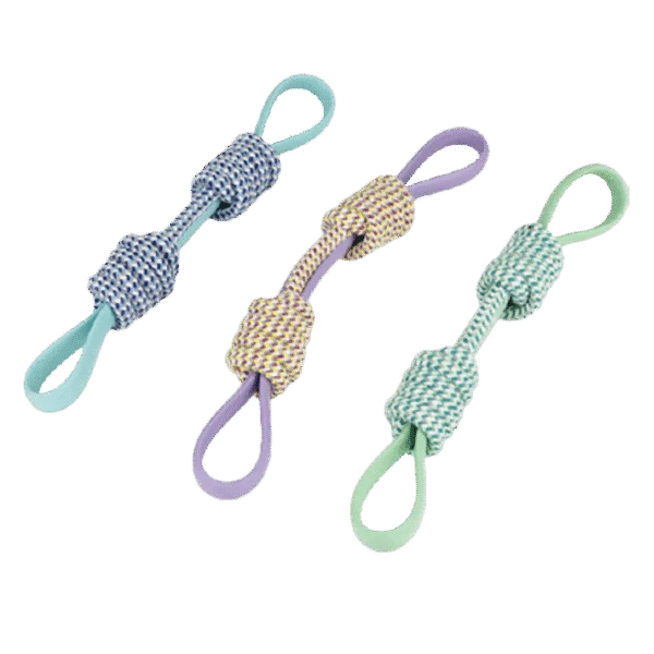 Jucărie de tras pentru câini din plastic și frânghie, assorti – Pawise Play-N-Tug Twin Tug