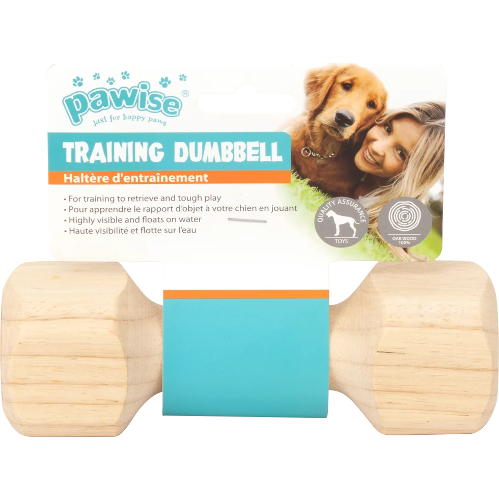 Mancă de aport din lemn de stejar, 17 cm – Pawise Wooden retrieving dumbbell S - imagine 1