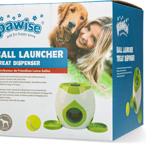Aruncător de mingi cu distribuitor de recompense și minge de tenis – Pawise Ball Launcher Treat Dispenser