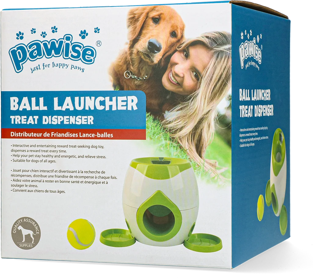 Aruncător de mingi cu distribuitor de recompense și minge de tenis – Pawise Ball Launcher Treat Dispenser - imagine 1