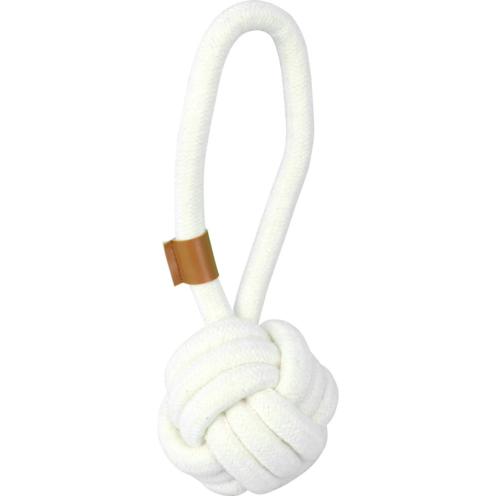Minge pentru câini din frânghie de bumbac cu mâner, 24 cm x Ø 9 cm – Pawise Premium cotton toy Ball with Handle - imagine 1