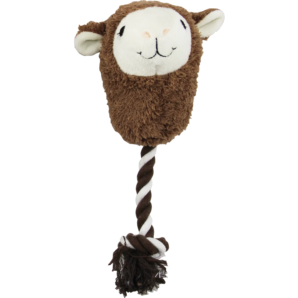 Jucărie de pluș în formă de alpaca pentru câini, cu frânghie și chițăitor, assorti – Pawise Alpaca Doll With Rope - imagine 1