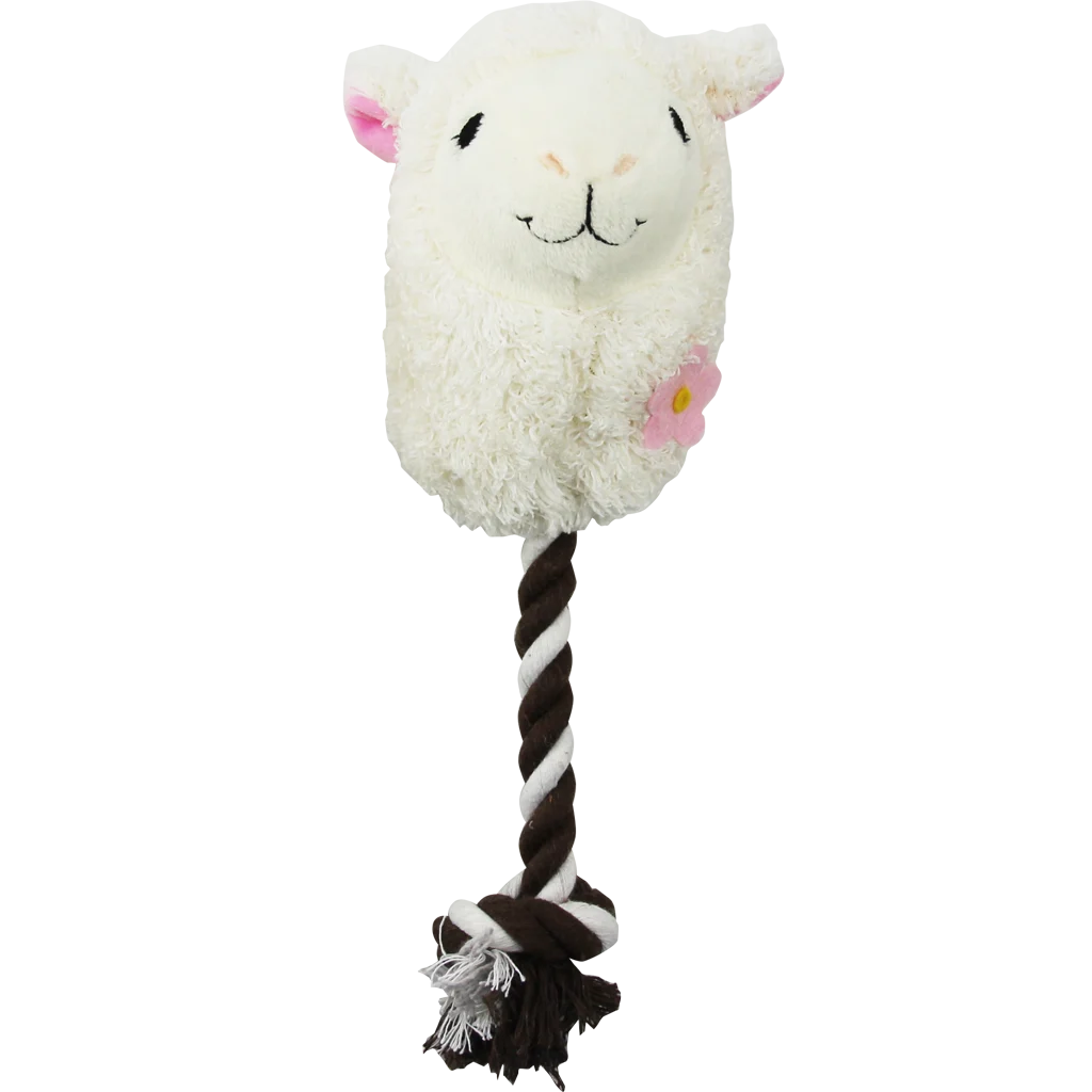 Jucărie de pluș în formă de alpaca pentru câini, cu frânghie și chițăitor, assorti – Pawise Alpaca Doll With Rope - imagine 3