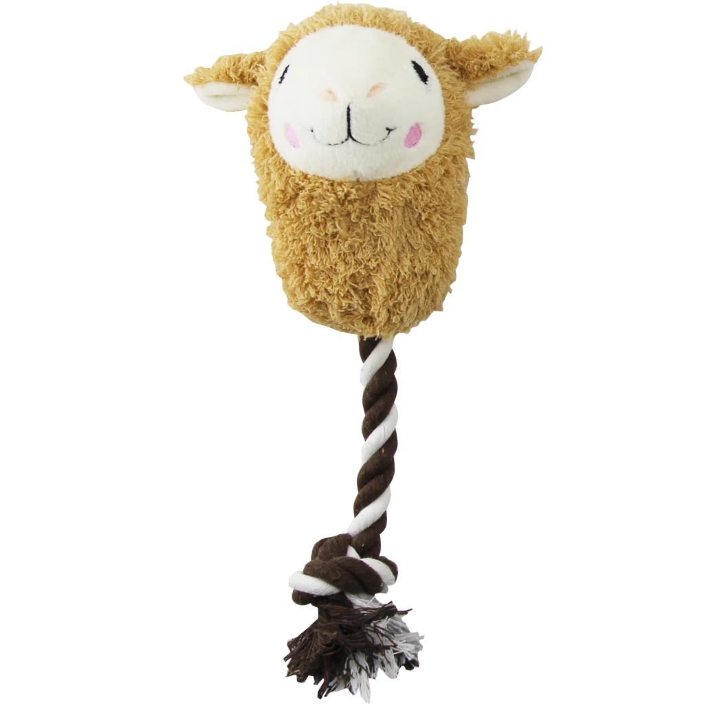Jucărie de pluș în formă de alpaca pentru câini, cu frânghie și chițăitor, assorti – Pawise Alpaca Doll With Rope - imagine 2