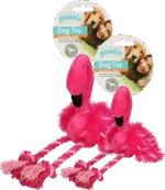Jucărie de pluș Flamingo pentru câini, cu piuitor și picioare din frânghie, roz, aprox. 38 x 20 x 10 cm – Pawise Flamingo L - imagine 3