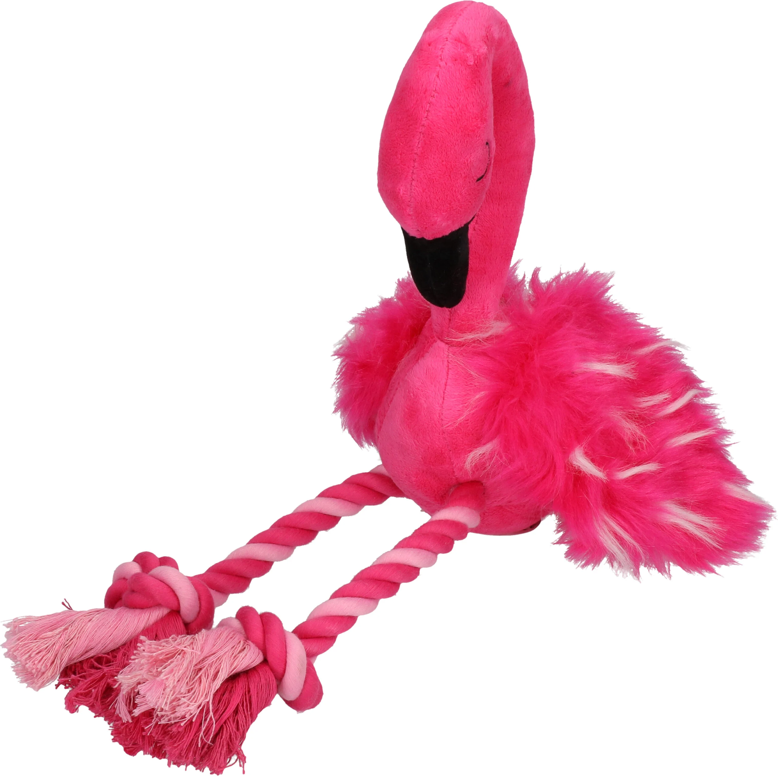 Jucărie de pluș Flamingo pentru câini, cu piuitor și picioare din frânghie, roz, aprox. 38 x 20 x 10 cm – Pawise Flamingo L - imagine 2