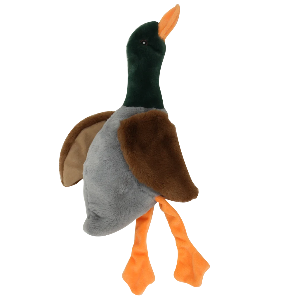 Jucărie de pluș pentru câini, rață fără umplutură, cu chițăitoare, 37 cm – Pawise Stuffless Duck With Big Squeaker - imagine 1