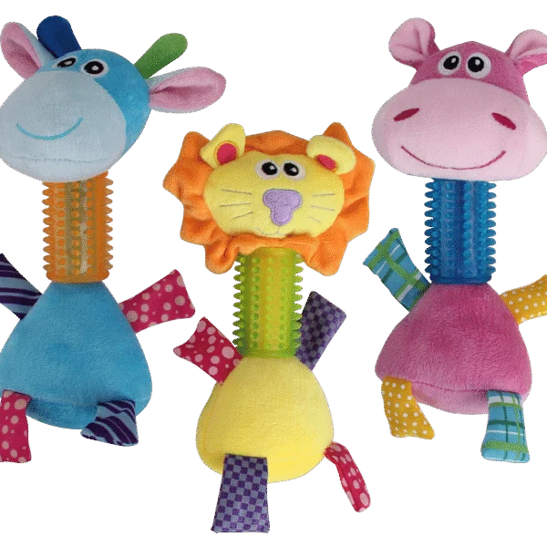 Jucărie de pluș pentru câini, Hipopotam cu chițăitoare, 26 cm – Pawise Puppy Long Neck Hipopotam