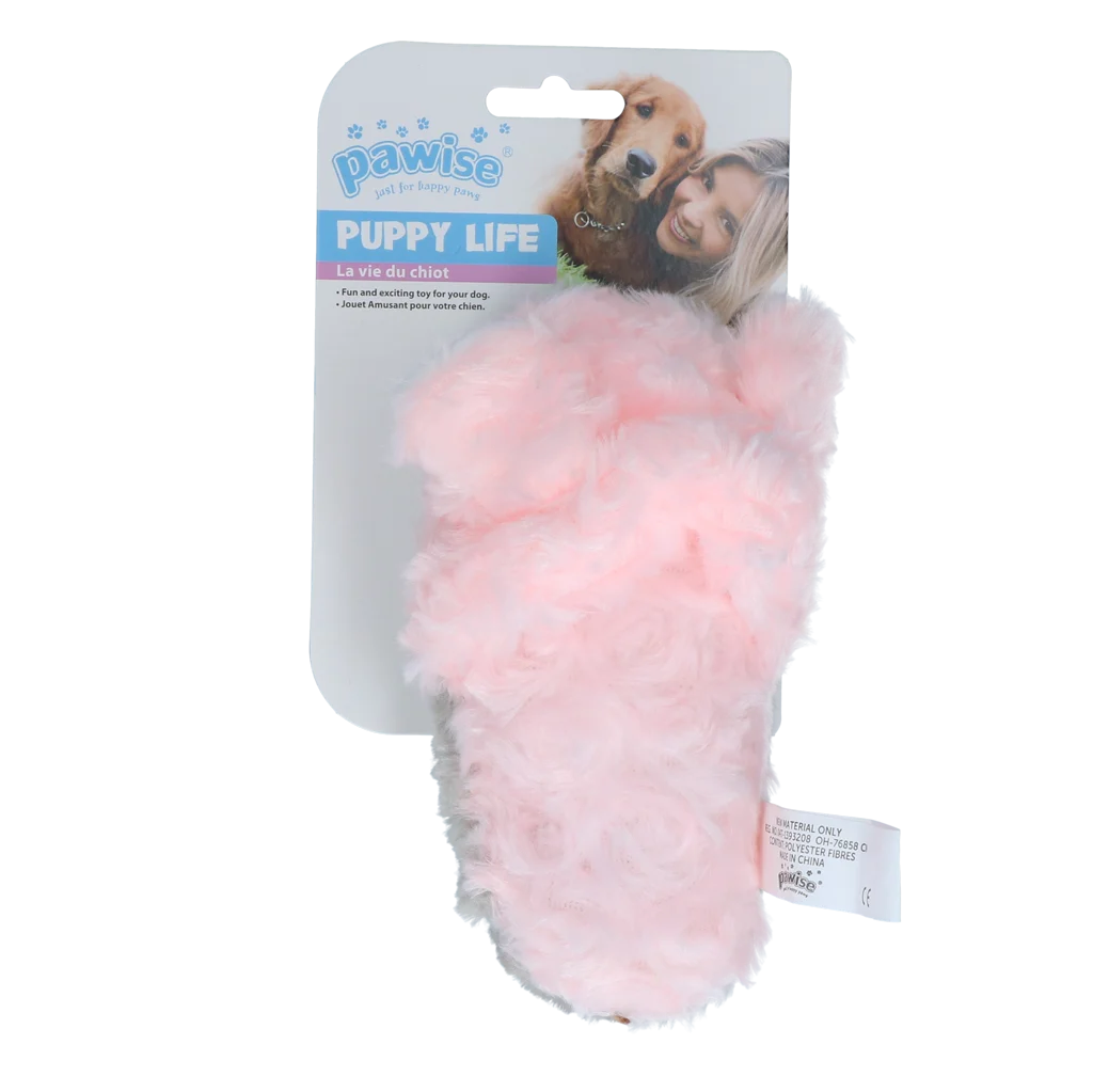 Jucărie de pluș în formă de papuc pentru căței, cu piuitoare – Pawise Puppy Life My Slipper - imagine 2