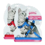 Ham pentru pisoi cu lesă, mărimea S, roșu sau albastru assorti – Pawise Kitten Harness With Leash