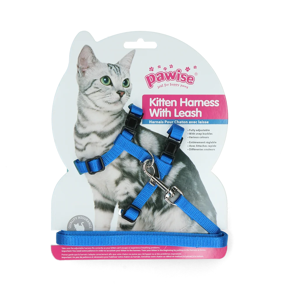 Ham pentru pisoi cu lesă, mărimea S, roșu sau albastru assorti – Pawise Kitten Harness With Leash - imagine 3