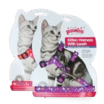 Ham pentru pisici cu lesă S, roz sau mov livrat aleatoriu – Pawise Kitten Harness With Leash