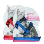 Ham pentru pisoi cu lesă, mărimea L, roșu sau albastru assorti – Pawise Kitten Harness With Leash