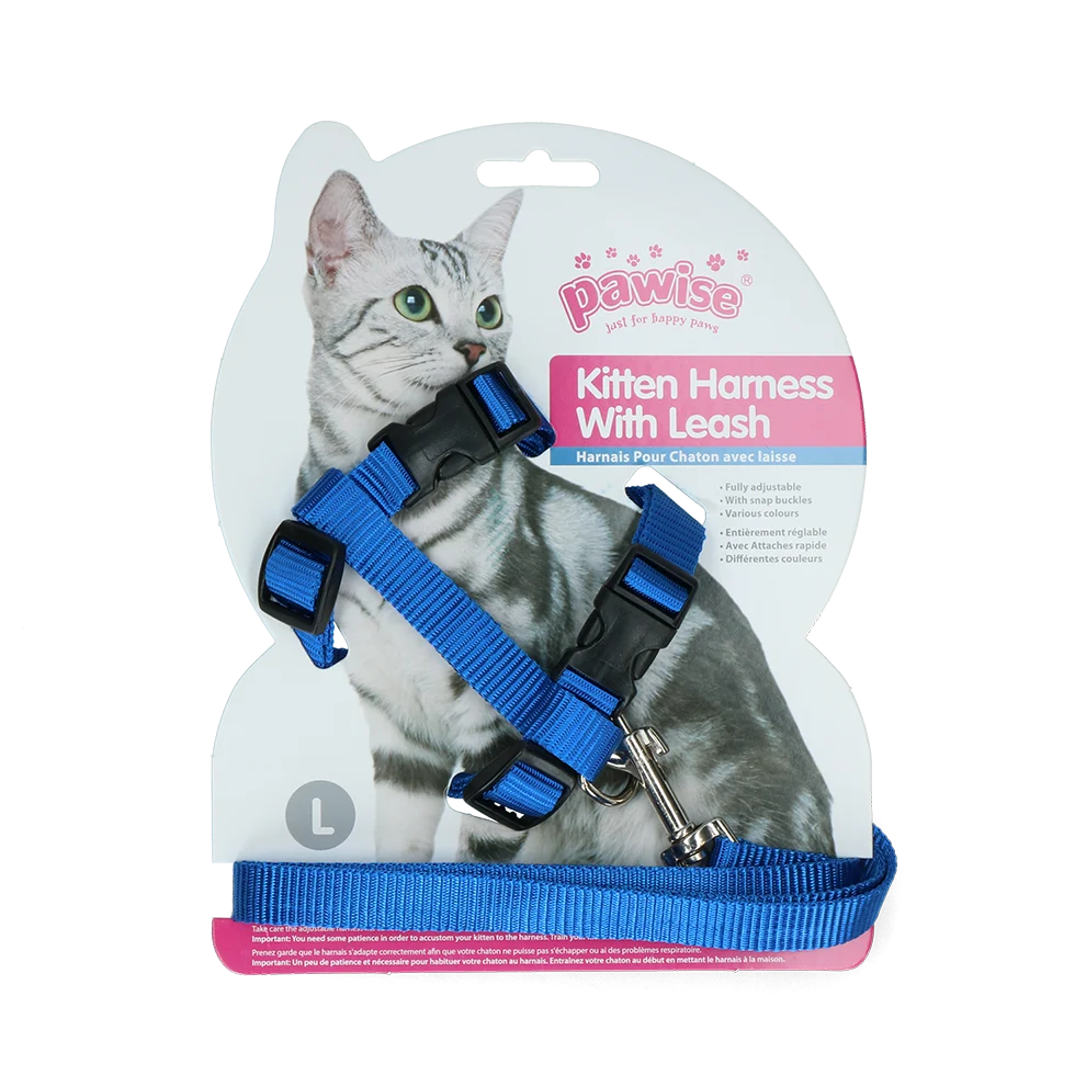 Ham pentru pisoi cu lesă, mărimea L, roșu sau albastru assorti – Pawise Kitten Harness With Leash - imagine 3