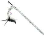 Jucărie tip undiță pentru pisici, cu coadă de pluș și pene, tijă de 46 cm – Pawise Cat Teaser Plush Tail