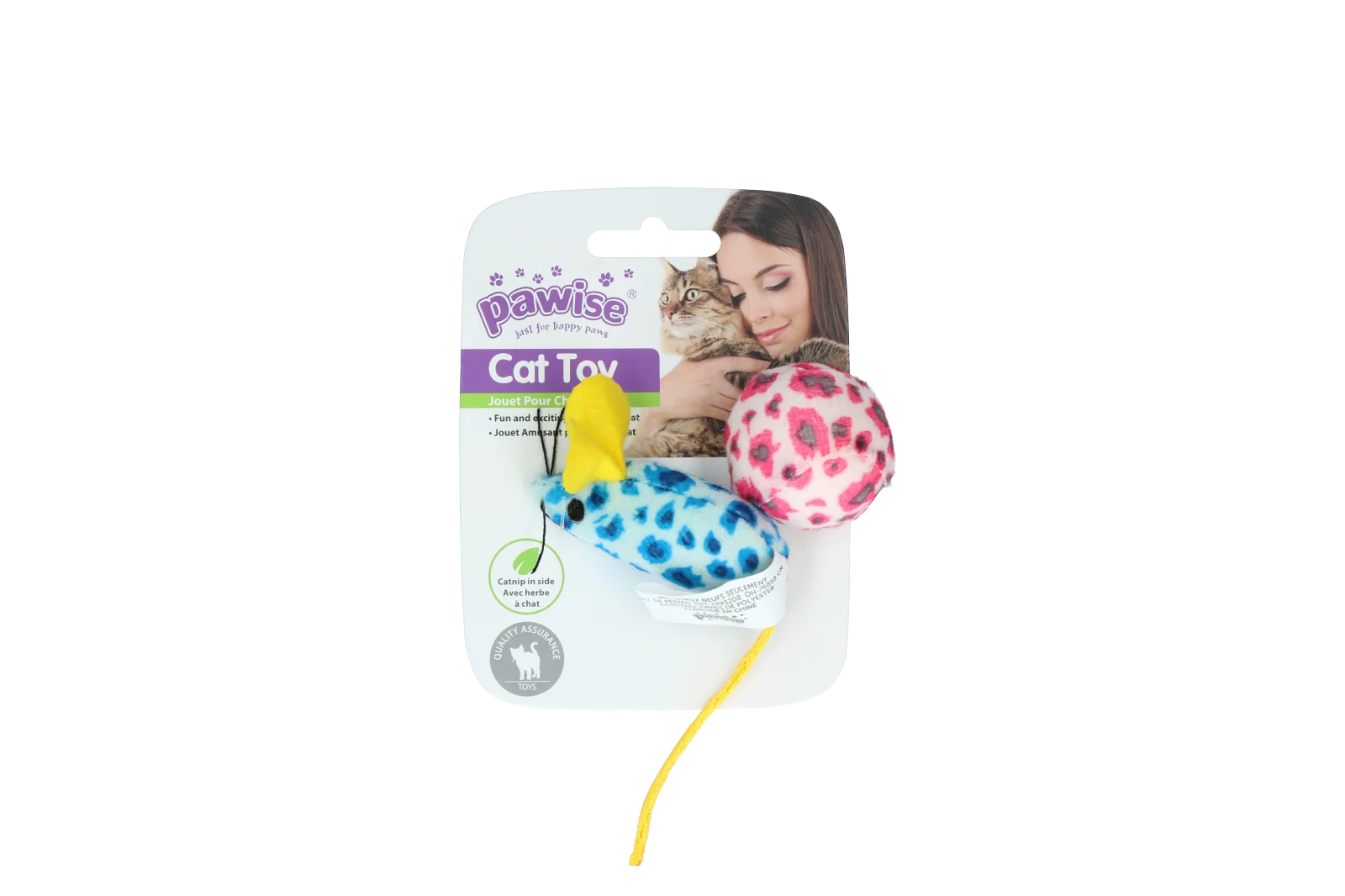Set de jucării pentru pisici cu șoricel și minge, iarbă mâței, 2 bucăți – Pawise Cat Toy - Mice & Ball - imagine 2
