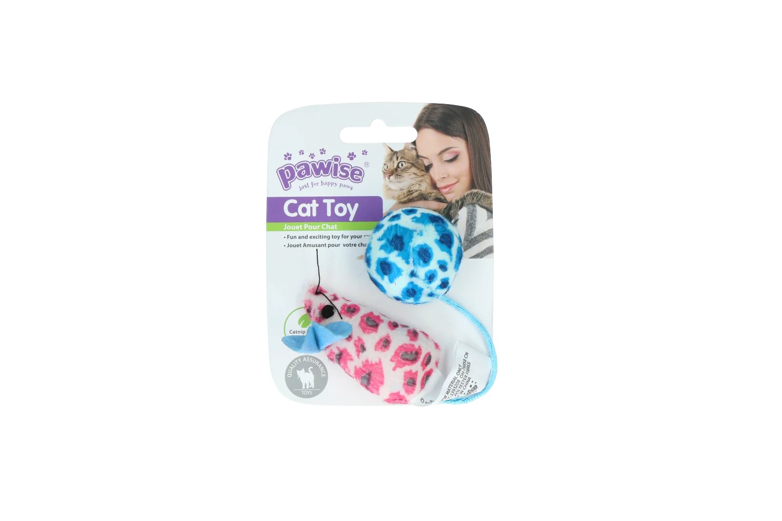 Set de jucării pentru pisici cu șoricel și minge, iarbă mâței, 2 bucăți – Pawise Cat Toy - Mice & Ball - imagine 3