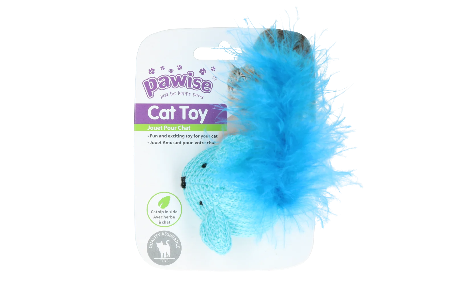 Șoricel de joacă cu catnip și pene, 14 cm – Pawise Cat Toy Wool Mouse - imagine 4