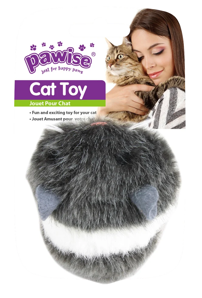 Șoricel de joacă din pluș cu inel de tragere, cu vibrații – Pawise Vibrating Mouse - imagine 1