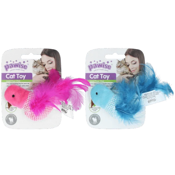 Jucărie în formă de pasăre pentru pisici, cu catnip și pene – Pawise 100% Catnip Toy Vogel