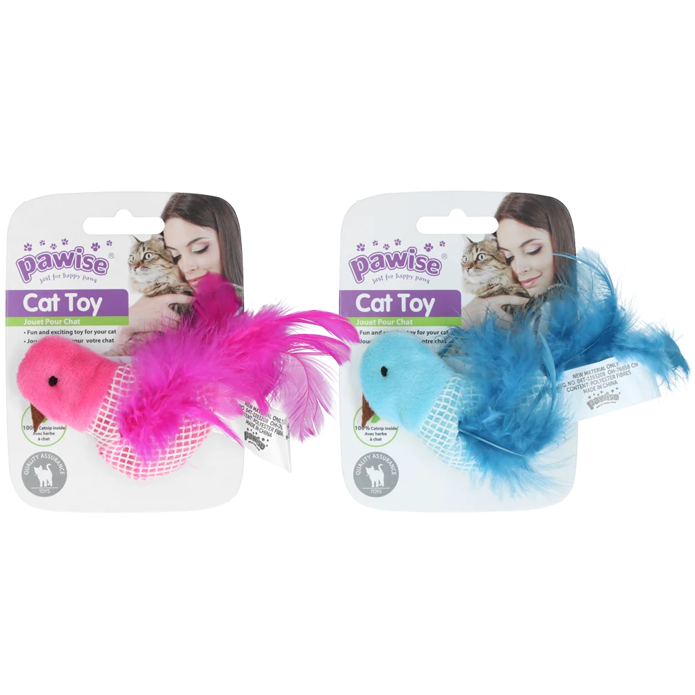 Jucărie în formă de pasăre pentru pisici, cu catnip și pene – Pawise 100% Catnip Toy Vogel - imagine 1