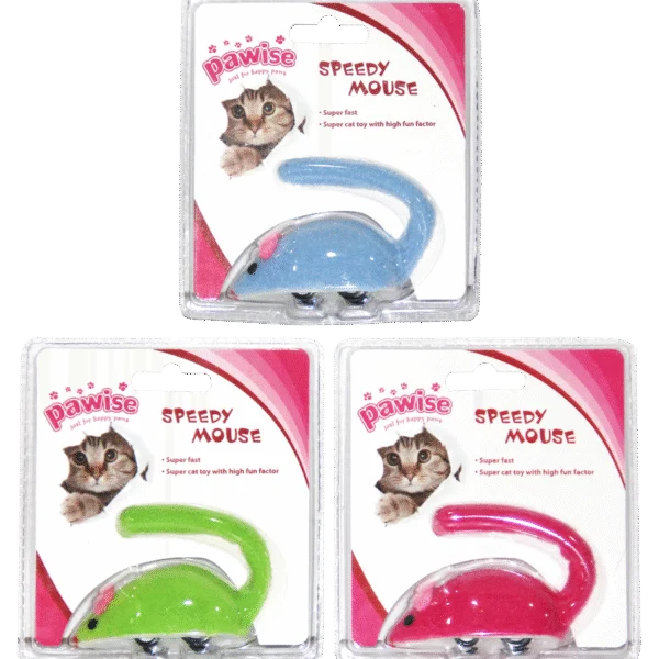 Șoricel de joacă din fleece cu mecanism de tragere, 9 cm – Pawise Speedy Mouse
