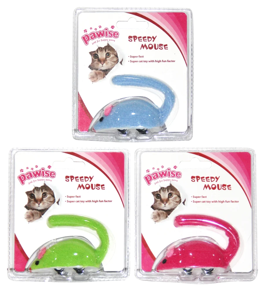 Șoricel de joacă din fleece cu mecanism de tragere, 9 cm – Pawise Speedy Mouse - imagine 1