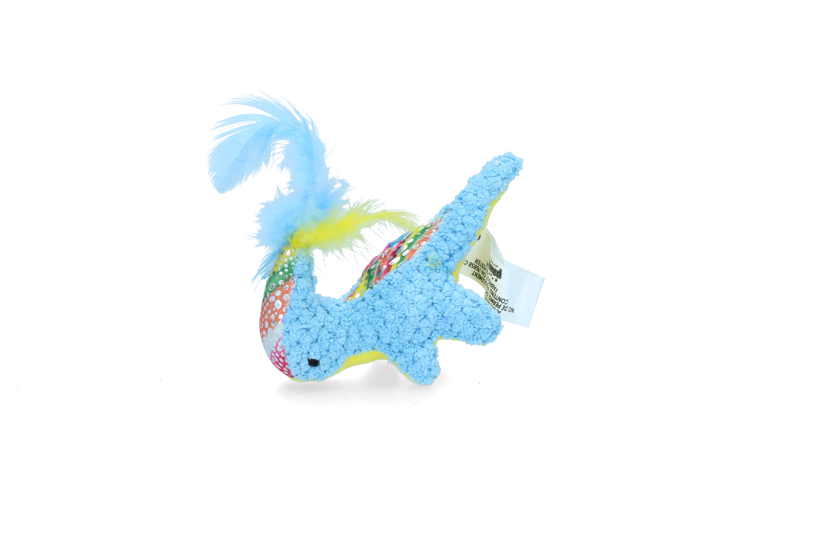 Jucărie de pluș pentru pisici cu iarbă mâței și pene, 12 x 12 cm – Pawise meow meow life Dinosaurus - imagine 5
