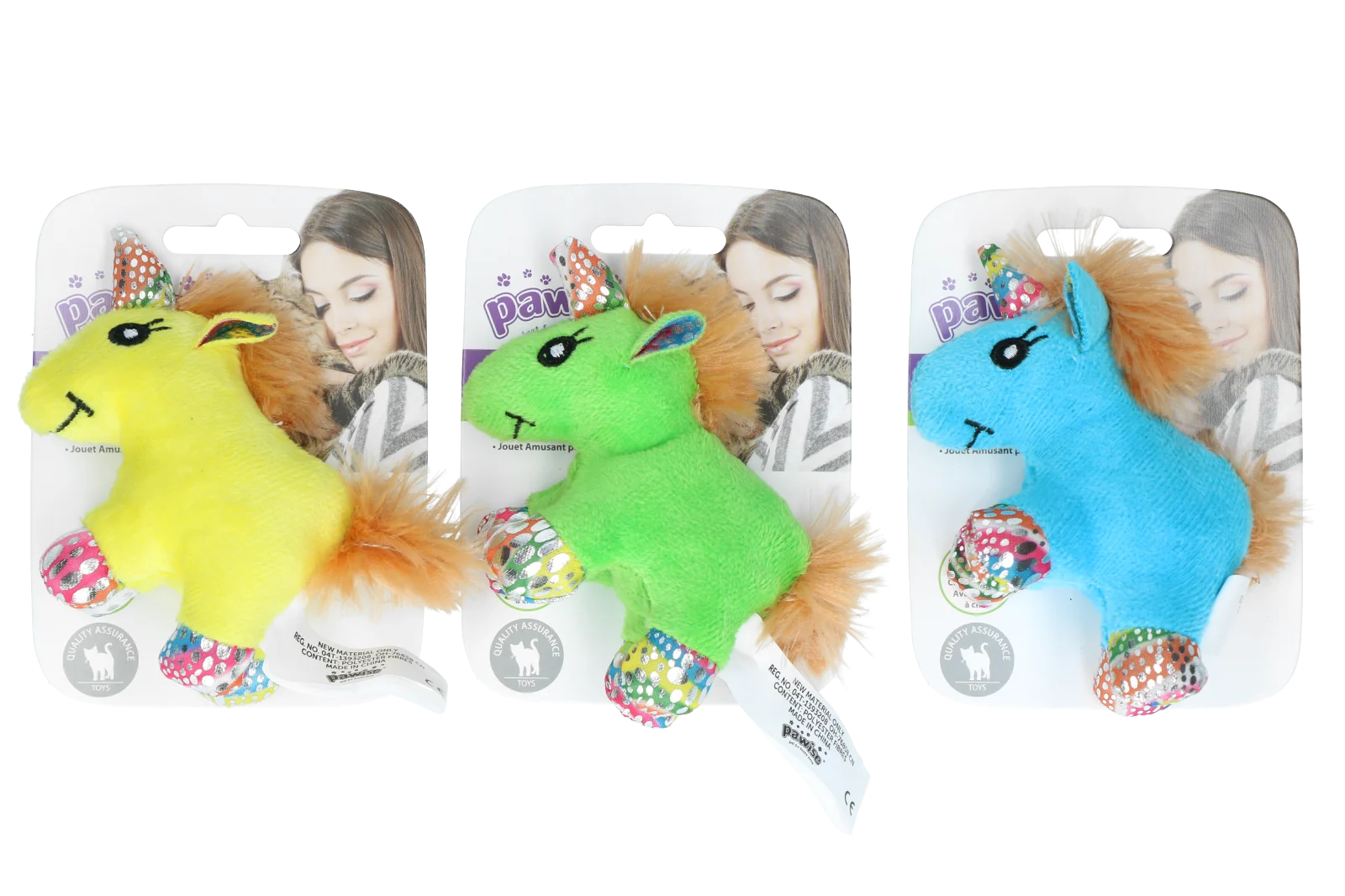 Jucărie de pluș pentru pisici cu iarba mâței și pene, 12 x 8 cm – Pawise meow meow life Unicorn - imagine 1