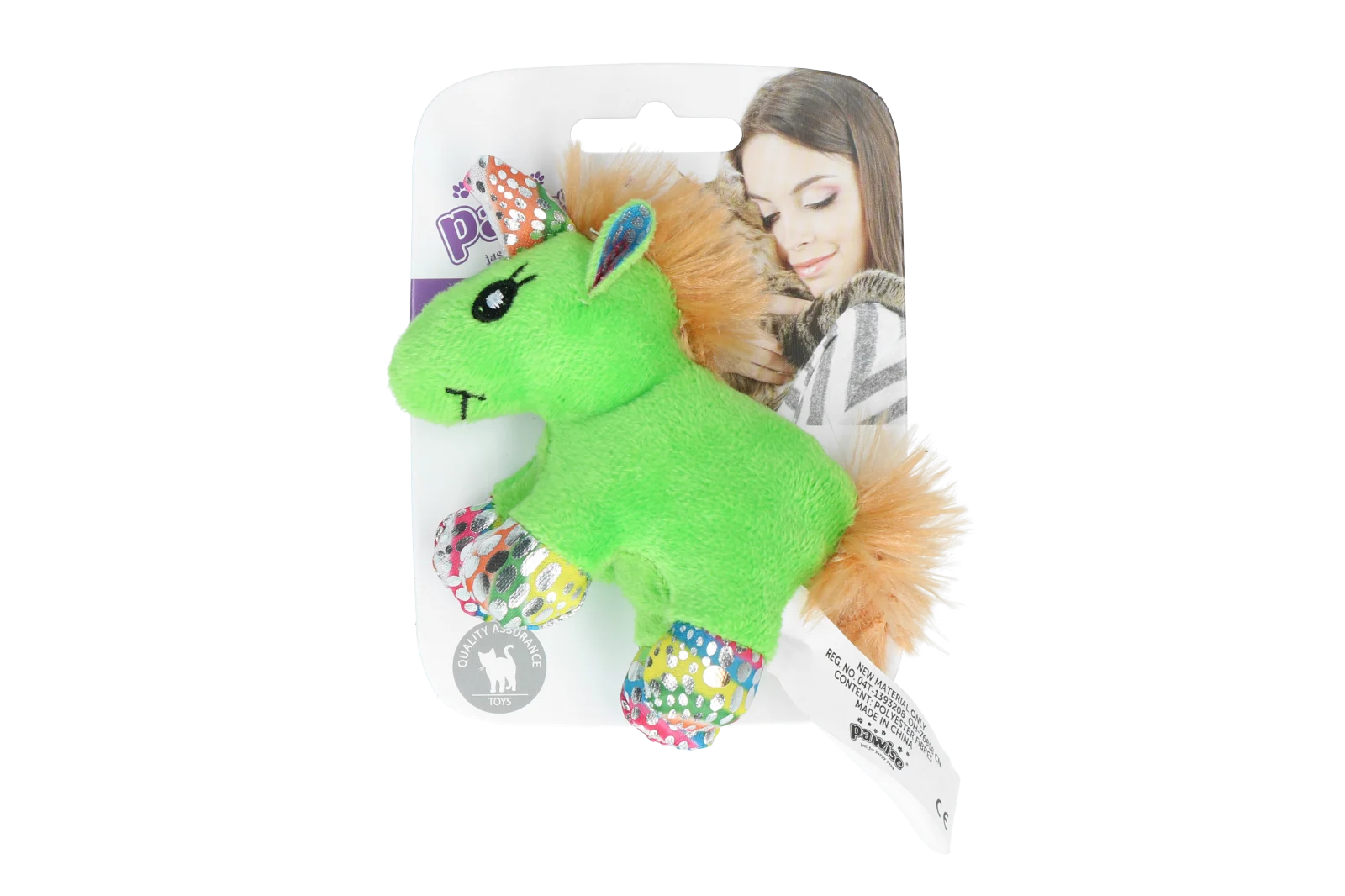 Jucărie de pluș pentru pisici cu iarba mâței și pene, 12 x 8 cm – Pawise meow meow life Unicorn - imagine 4