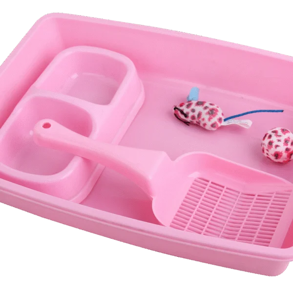 Set pentru pisoi, cu litieră și bol pentru hrană, roz – Pawise Kitten Starter Set