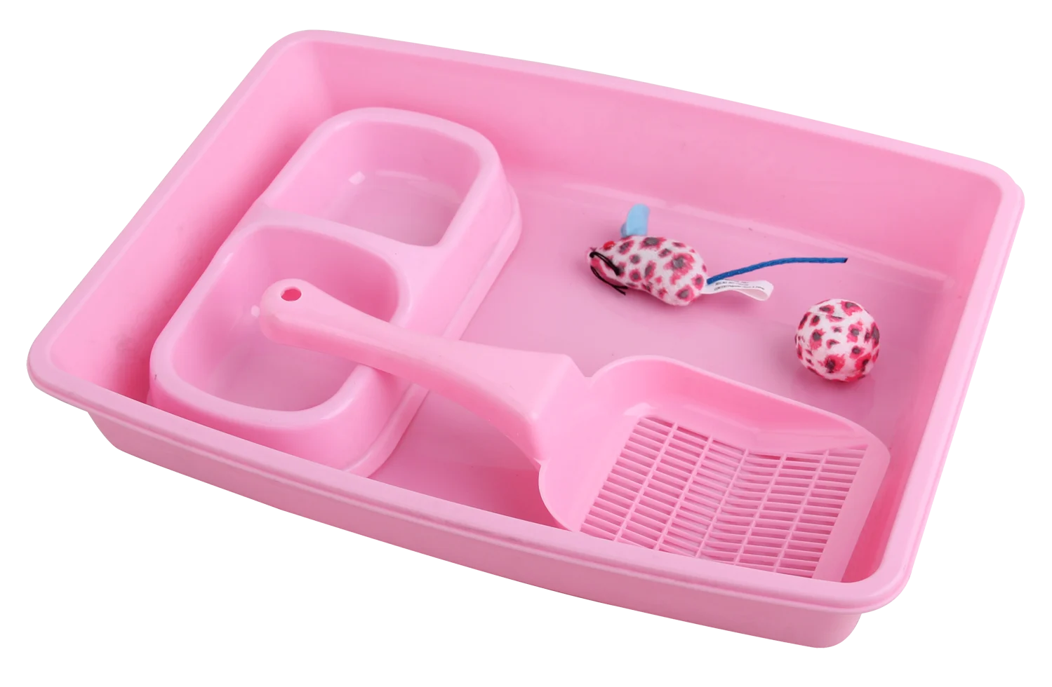 Set pentru pisoi, cu litieră și bol pentru hrană, roz – Pawise Kitten Starter Set - imagine 1