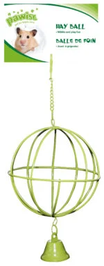 Minge pentru gustări, pentru porcușori de Guineea și hamsteri, cu clopoțel, Ø 10 cm – Pawise Hay Ball - imagine 2
