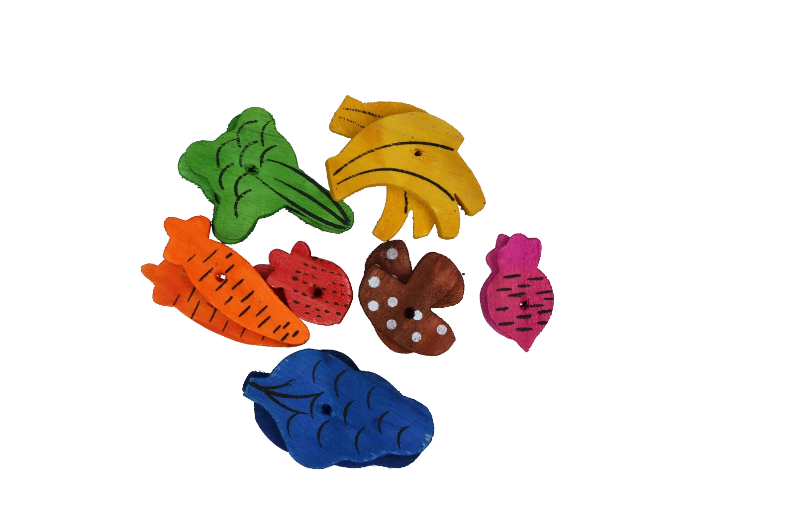 Jucărie de ros din lemn, 18 bucăți – Pawise Play Time Small Pet Fruit & Veggie mix - imagine 3