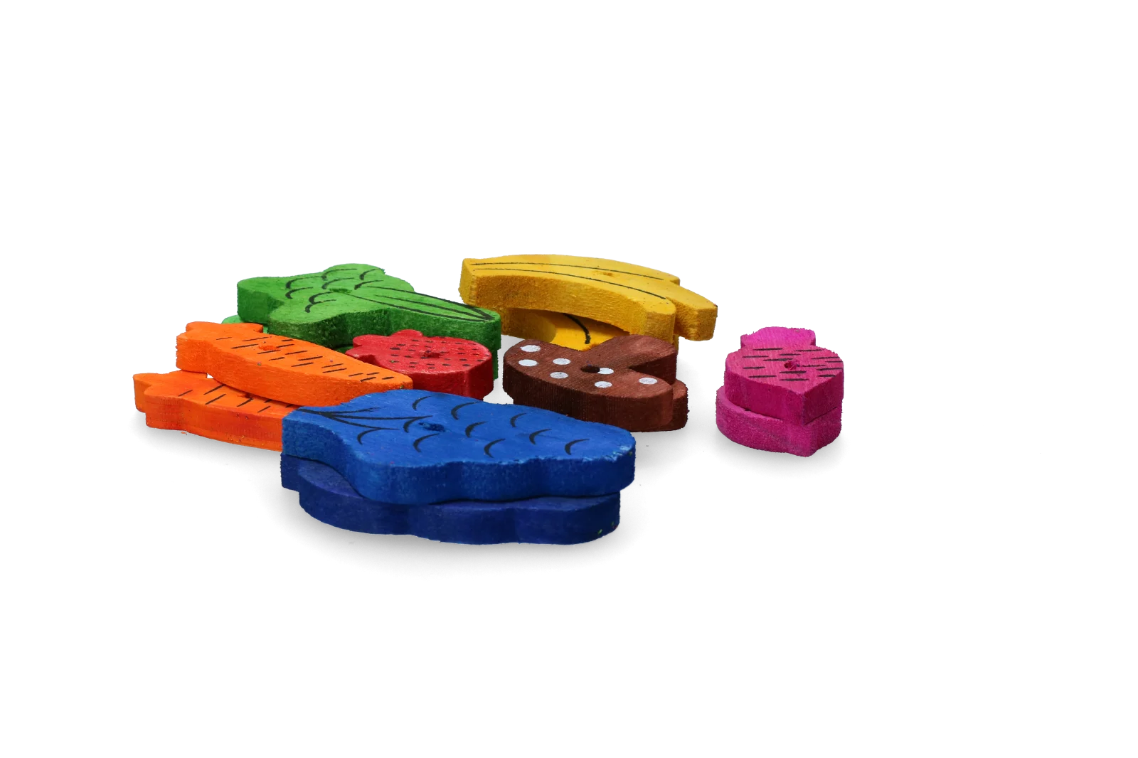 Jucărie de ros din lemn, 18 bucăți – Pawise Play Time Small Pet Fruit & Veggie mix - imagine 2