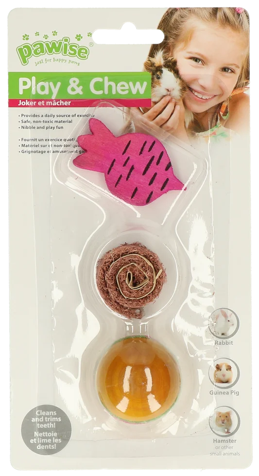 Cuburi de ros din lemn și lufă pentru iepuri și rozătoare – Pawise Wooden Loofah Pretty Toys No2