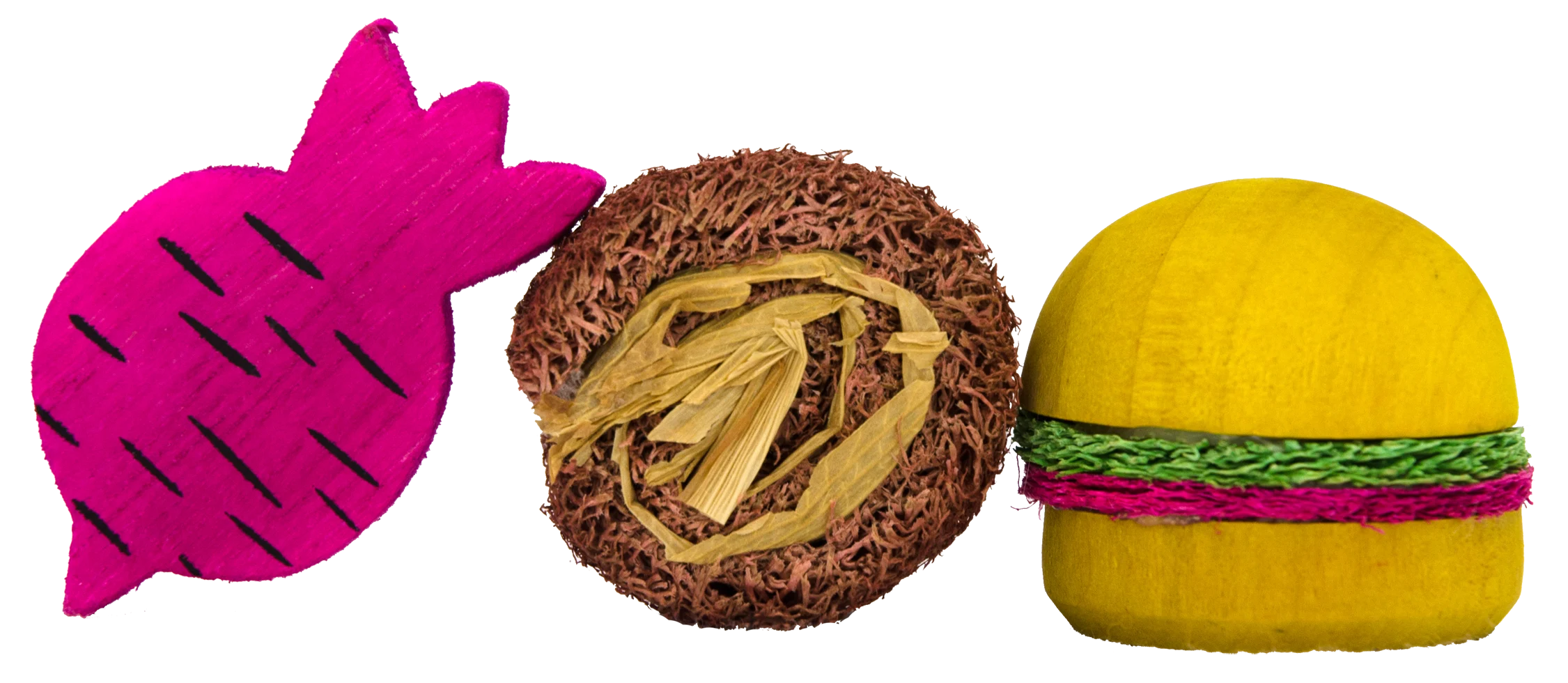 Cuburi de ros din lemn și lufă pentru iepuri și rozătoare – Pawise Wooden Loofah Pretty Toys No2 - imagine 3