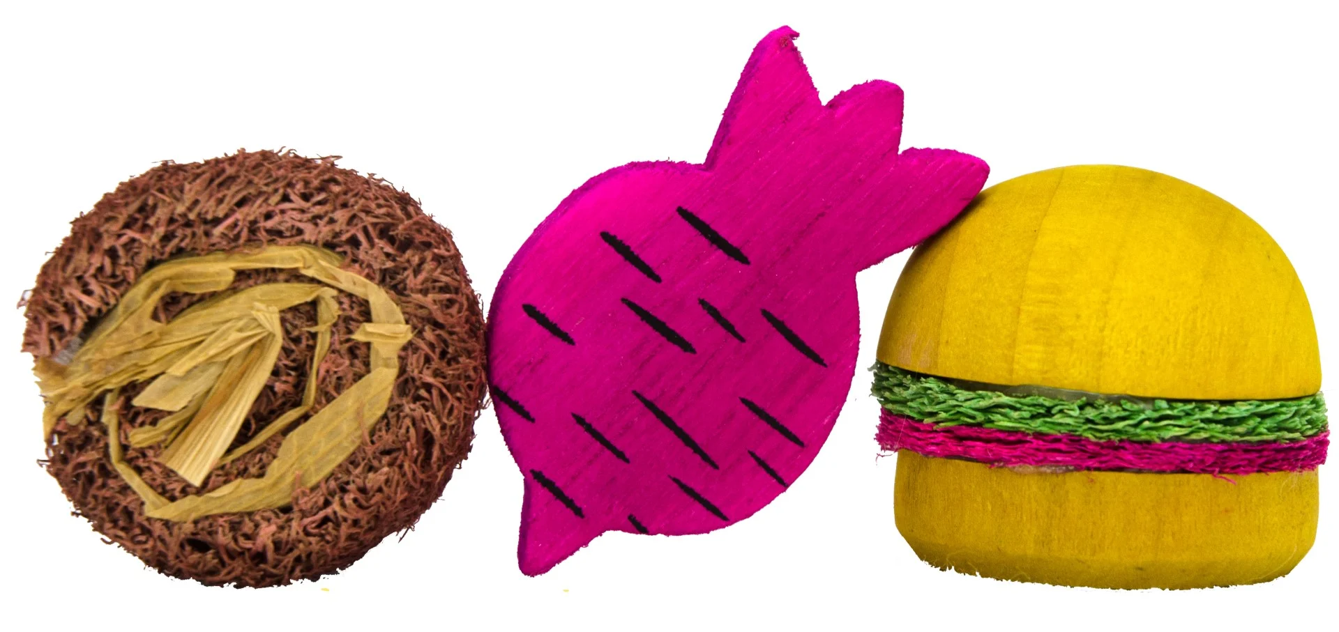 Cuburi de ros din lemn și lufă pentru iepuri și rozătoare – Pawise Wooden Loofah Pretty Toys No2 - imagine 2