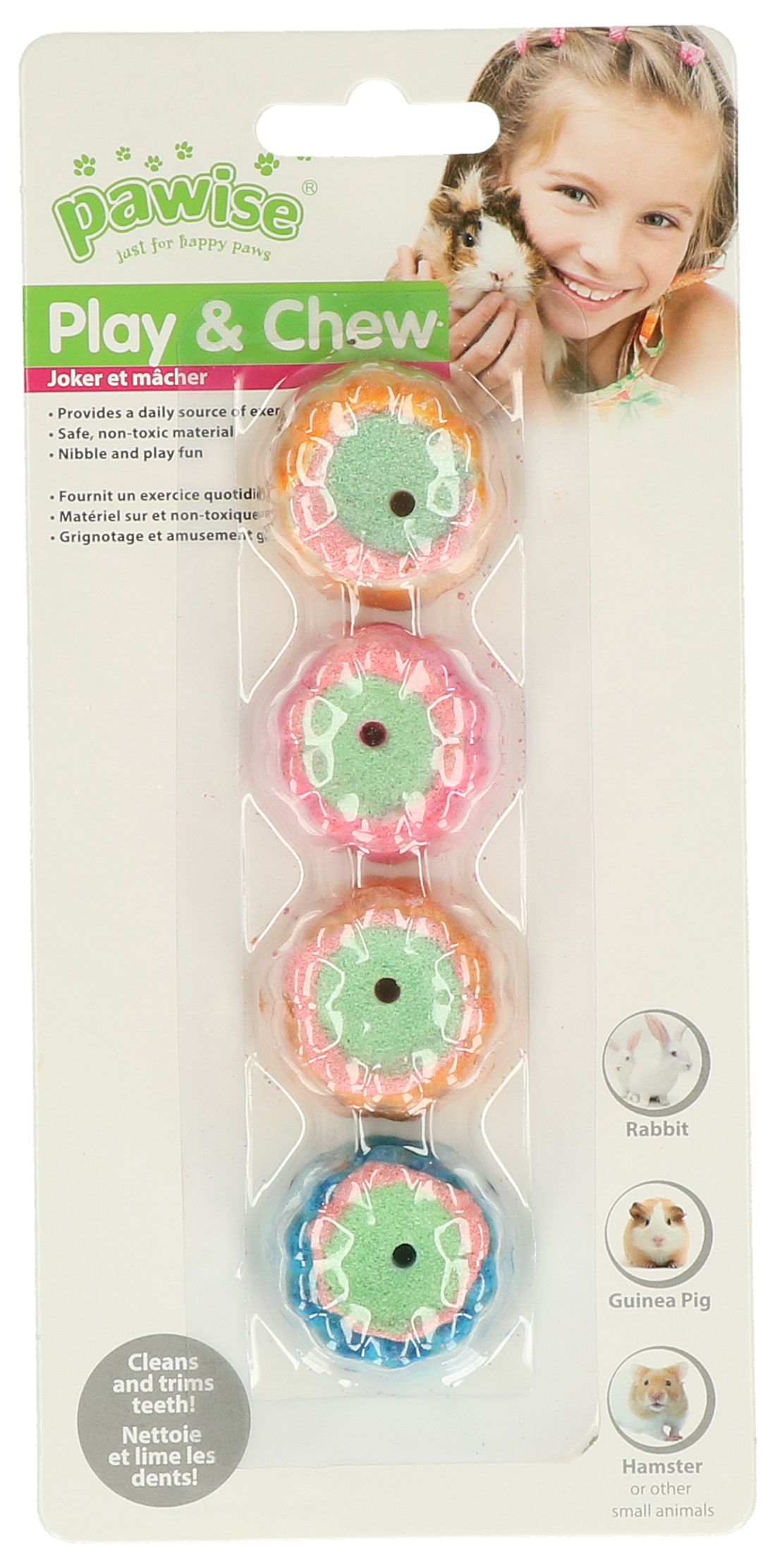 Knaagtaartje voor Konijnen en Cavia's, 3 x 1 cm – Pawise Play & Chew Pie Prăjiturică de ros pentru iepuri și cobai, 3 x 1 cm – Pawise Play & Chew Pie