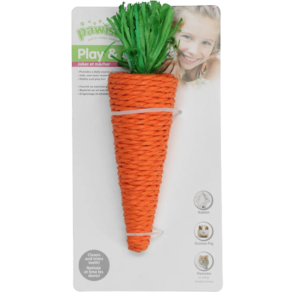 Jucărie de ros pentru iepuri și rozătoare, colorată – Pawise Play & Chew Carrot - imagine 2