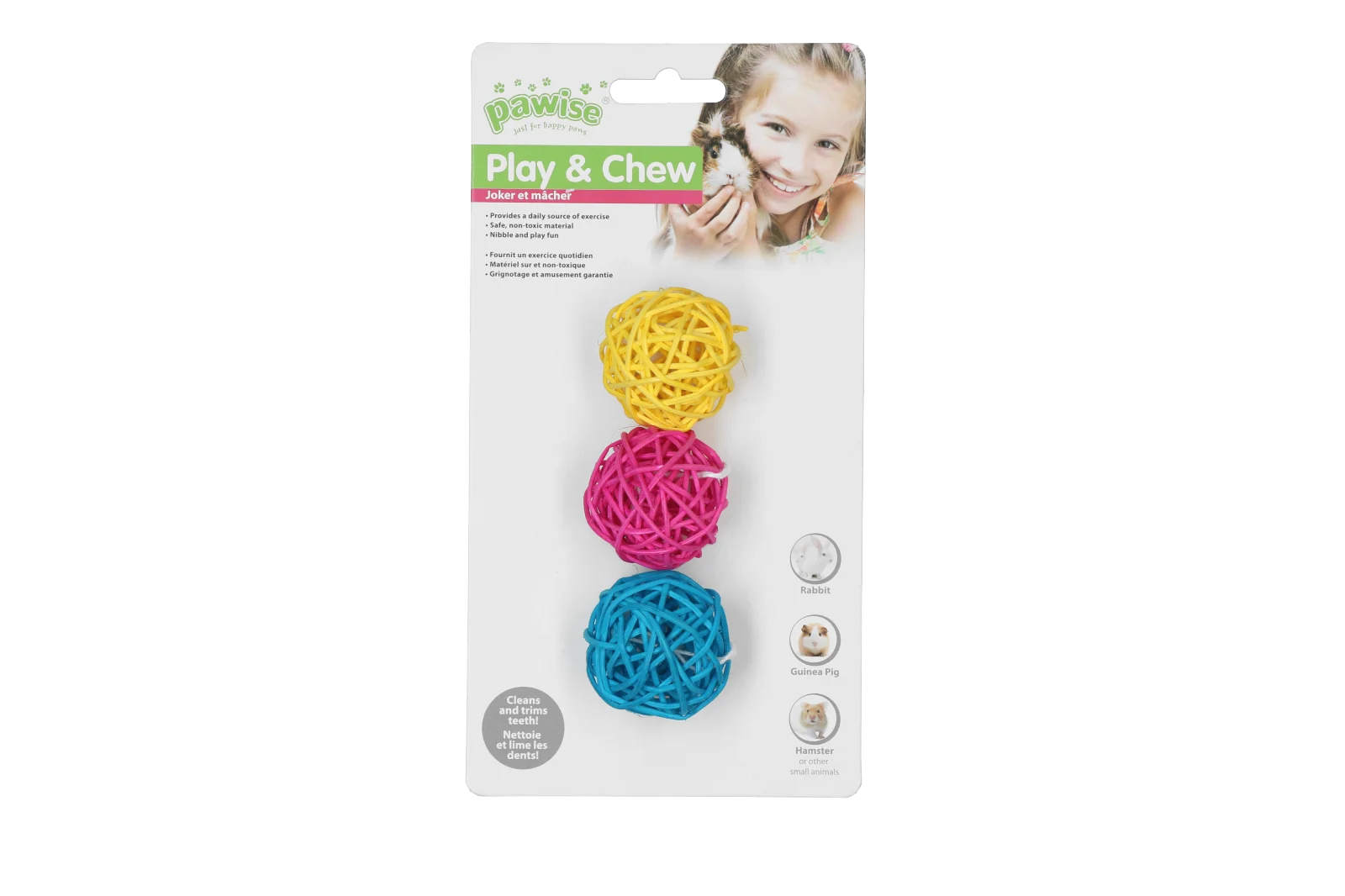 PAWI39153.png Minge colorată de ros pentru iepuri și rozătoare – Pawise Play & Chew Balls - imagine 1